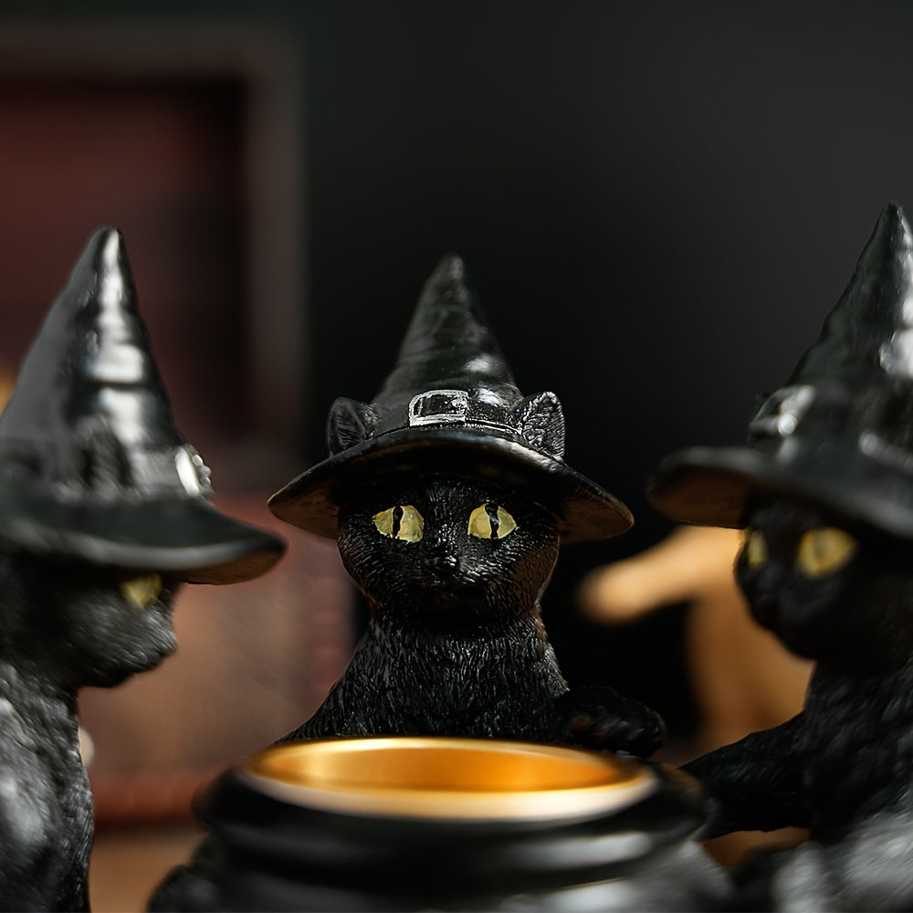 1pc Halloween Witch Cat Sculpture
