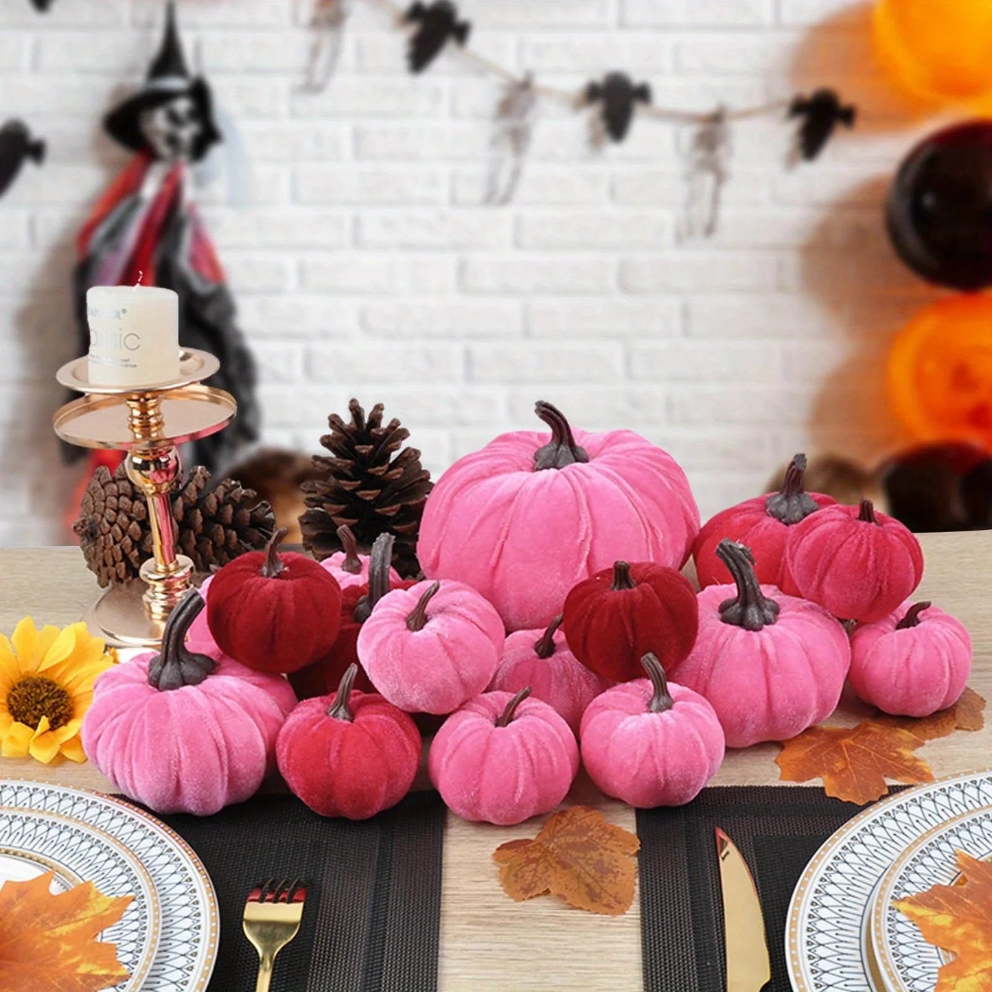 5pcs Pink Artificial Pumpkins