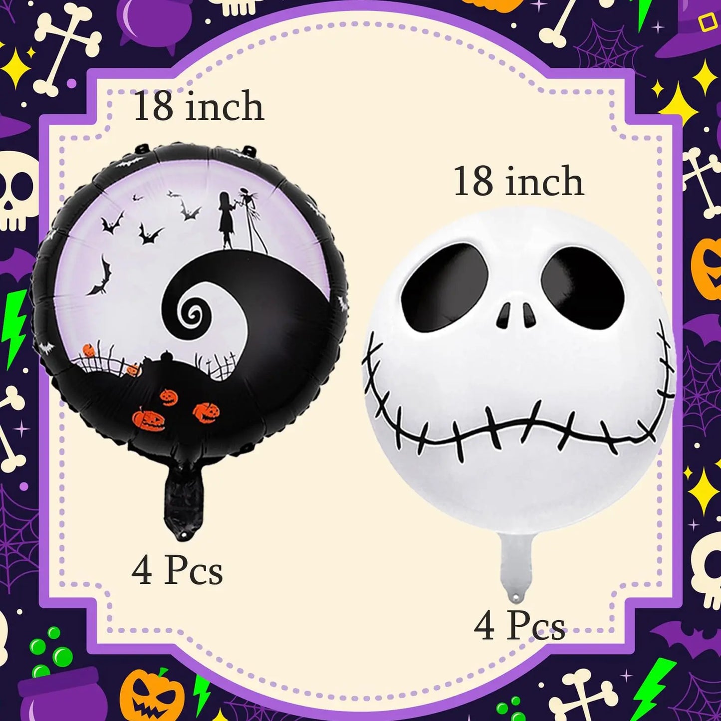 16pcs Skull Aluminum Film Balloons