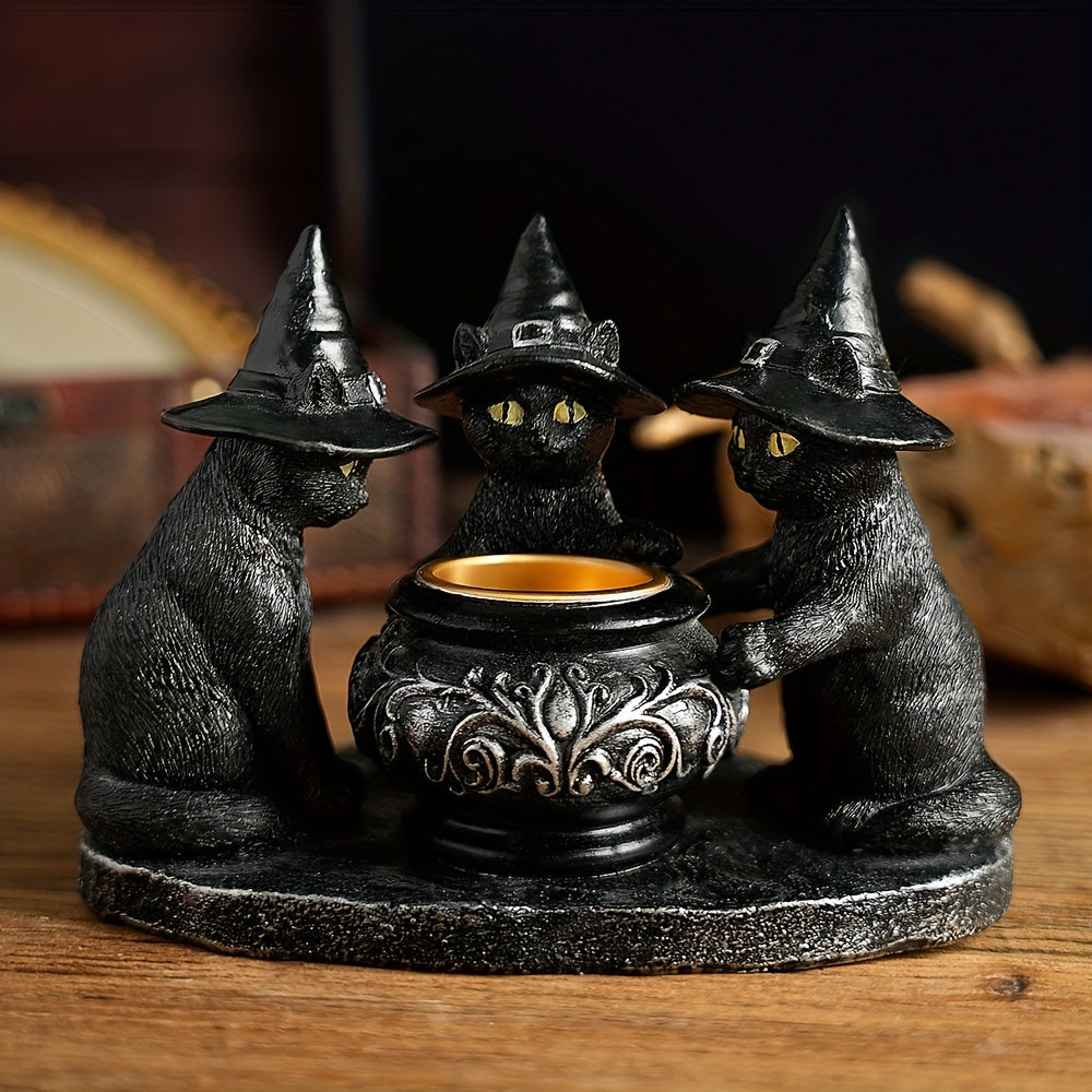 1pc Halloween Witch Cat Sculpture