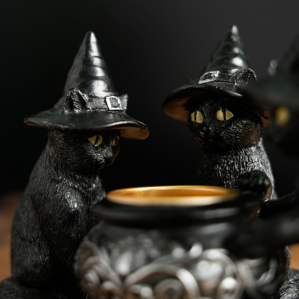 1pc Halloween Witch Cat Sculpture