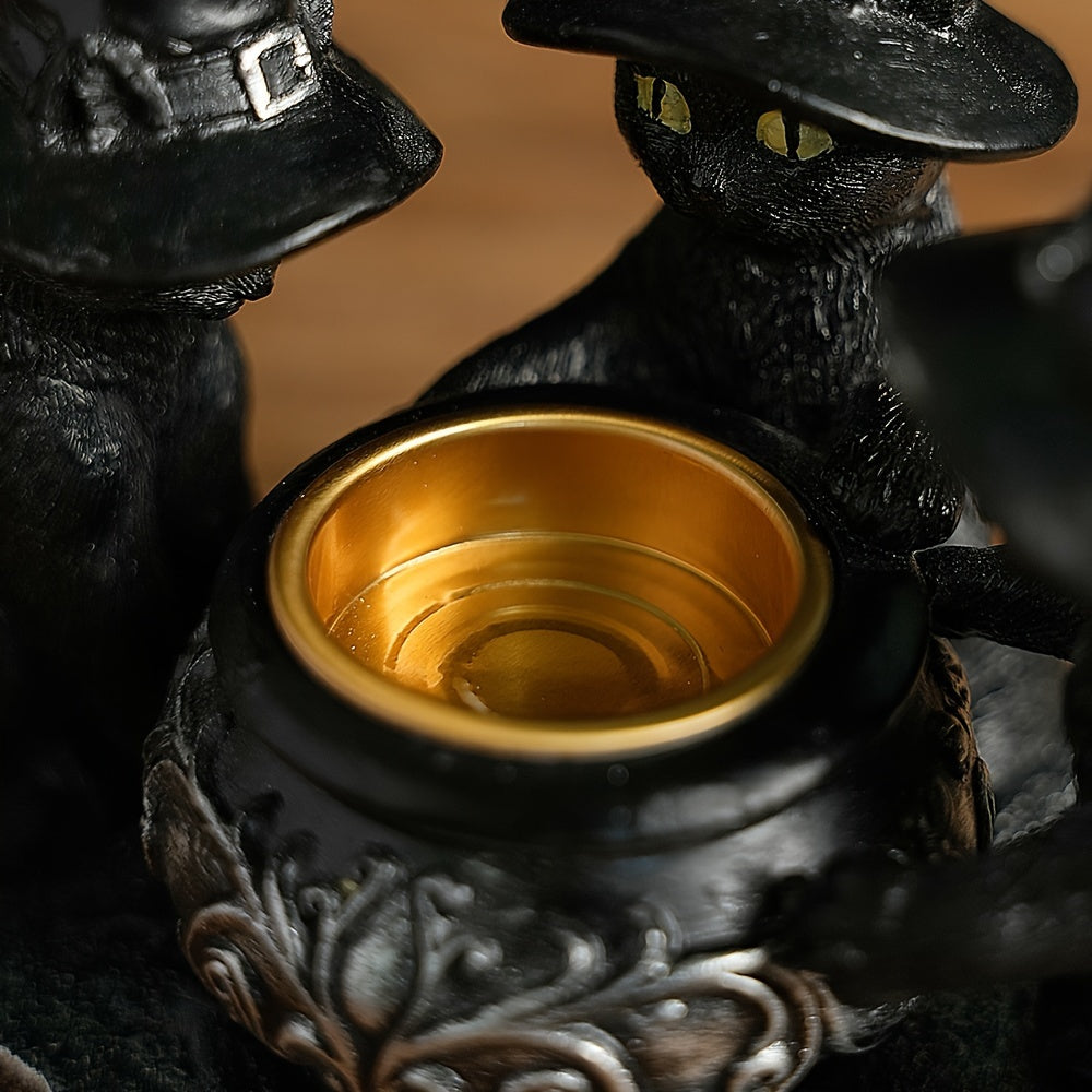 1pc Halloween Witch Cat Sculpture