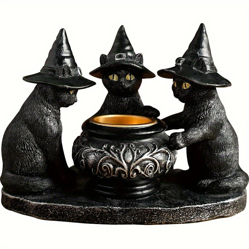 1pc Halloween Witch Cat Sculpture