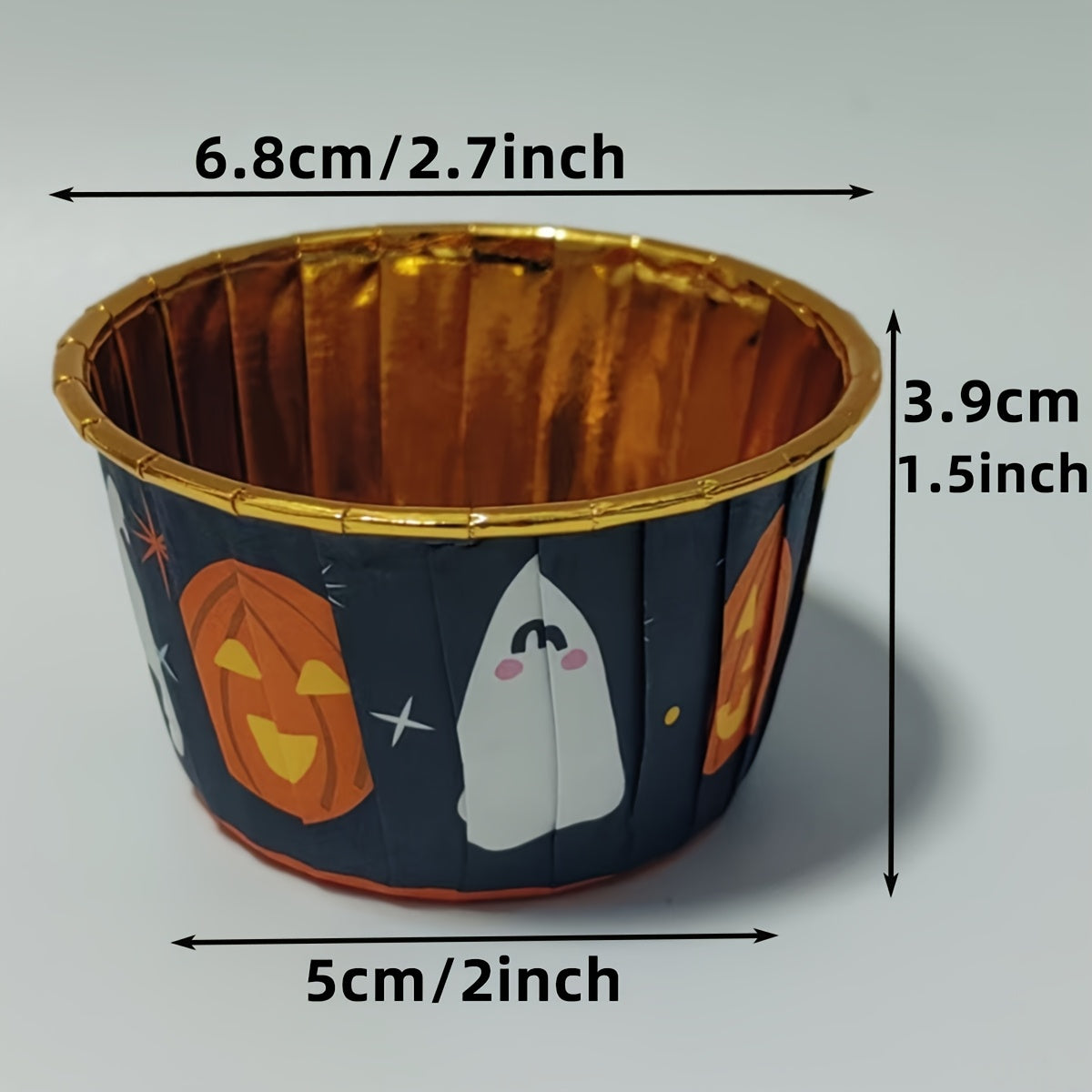 50pcs Halloween-Themed Disposable Cupcake Cups with Lids