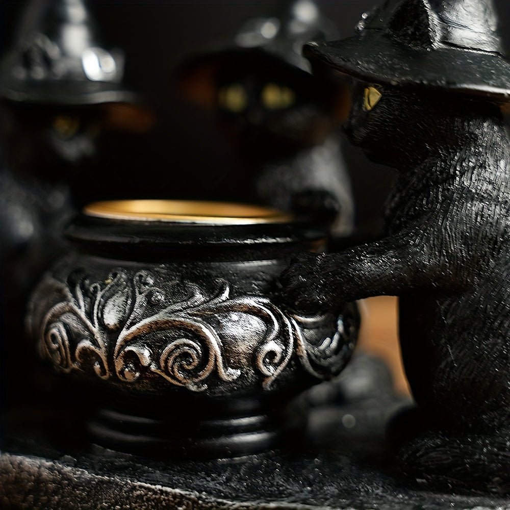 1pc Halloween Witch Cat Sculpture
