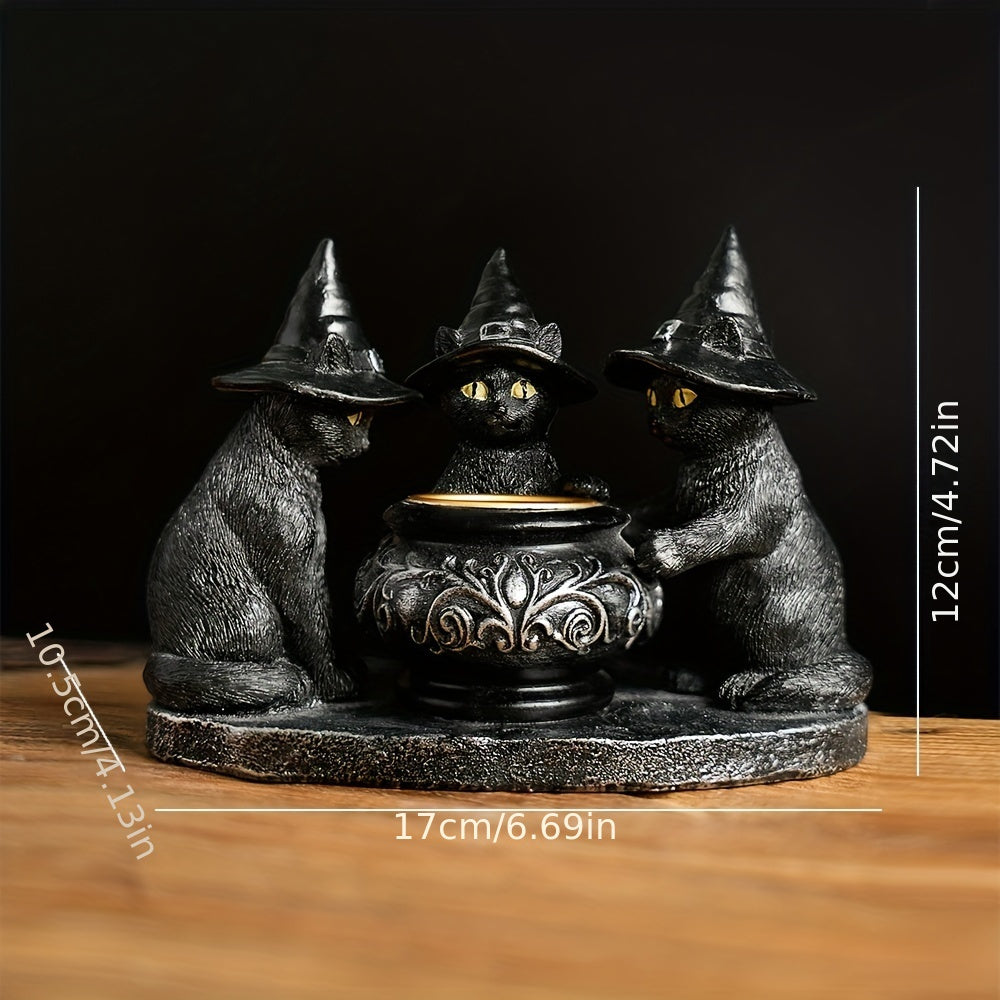 1pc Halloween Witch Cat Sculpture